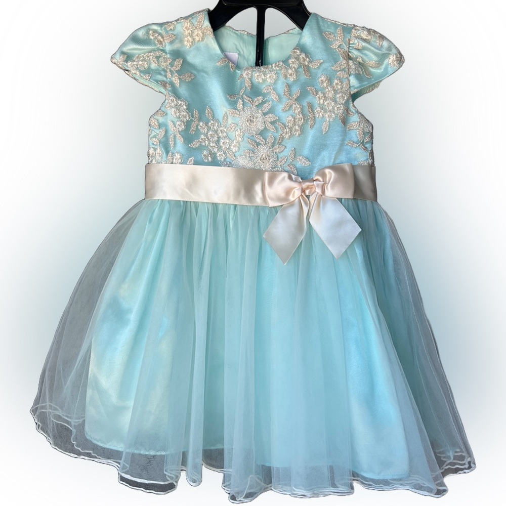 Bonnie Baby girls lace bodice, full mesh skirt formal, party dress size 24 month - Picture 3 of 6